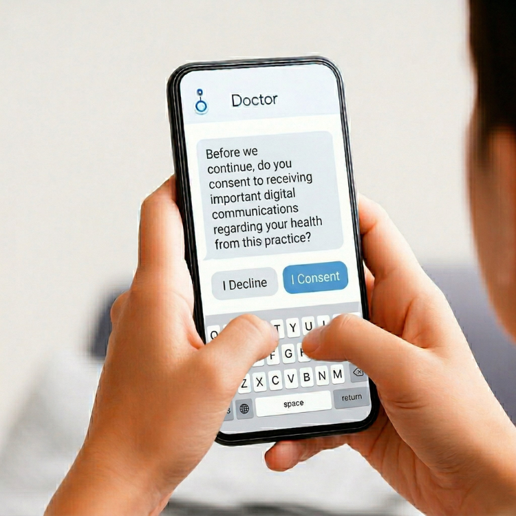 Mobile phone displaying messaging interface